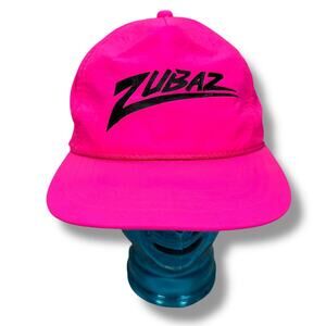 Vintage Zubaz Rope SnapBack Hat Baseball Cap Neon Pink Black Spellout 90s New